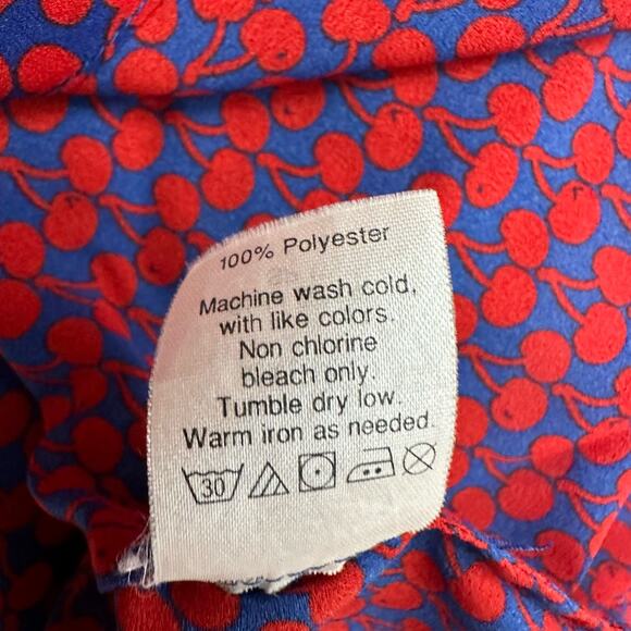 J Crew Womens Sleeveless Top Size Size 14 Red Blue Cherries Fruit Cottagecore - Picture 5 of 7